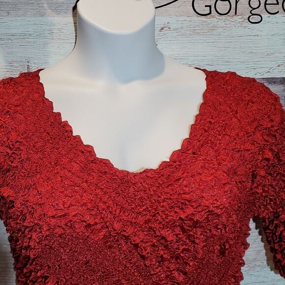 Magic Scarf Dark Brick Red Stretch Bubble Crinkle Y2K Shirt One Size Party Fun - Picture 5 of 8